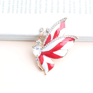 Vintage Alloy Enamel Butterfly Brooch Pin with Rhinestone Crystal Fashion Jewelry Clothes Accessories for Women Gift