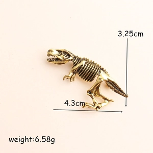 Broche squelette de dinosaure T-Rex en alliage à la mode de couleur or vintage pour femme