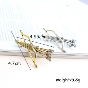 Lot de broches arc et flèche avec cristaux en or et argent pour costumes et robes chic