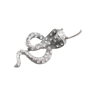 Broche serpent cobra étincelante avec plaquage argent et strass en cristal pour femme