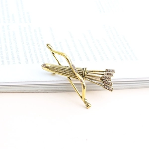 Broche Vintage en Alliage Arc Et Flèche Blé Pour Hommes Femmes Or Antique Argent Strass Épingle de Revers de Costume