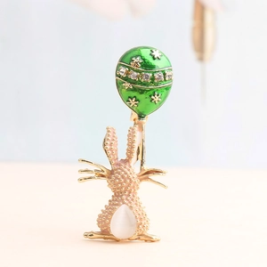 Spilla in Smalto Con Coniglio di Cartone Animato Che Tiene un Palloncino Lega di Zinco Strass Motivo a Stella Spilla da Corsage per Donne Bambini Gioielli Animali Regalo