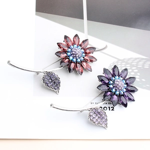 Vintage Alloy Crystal Sunflower Brooch Pin Rhinestone Flower Chest Pin For Women Wedding Banquet Jewelry Accessories