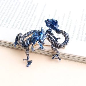 Broche Dragon en Alliage de Zinc Vintage pour Homme Femme Émail Goutte d'Huile Texture Écailles de Dragon Bijoux Rétro Cadeau Accessoire