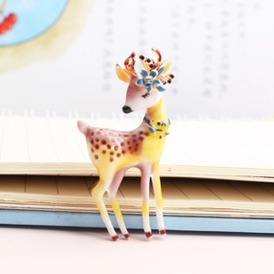 Süße Emaille Sikahirsch Brosche Legierung Tropföl Tier Anstecknadel Mit Strass Blumen Detail Für Damen Kinder Kleidung Zubehör