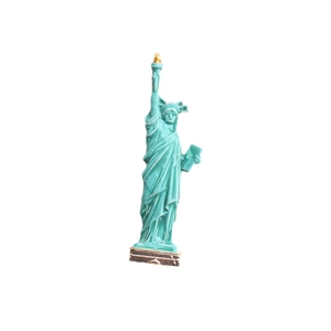 Enamel Statue of Liberty brooch with bronze green finish and golden base detail