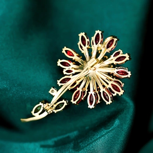 Detailed back view of sunflower brooch showing secure pin clasp and gold plating quality