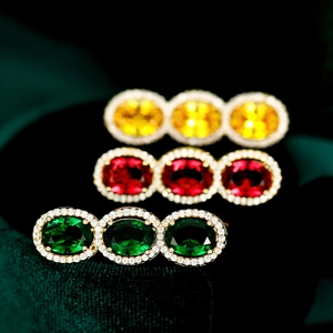 Korean Mini Triple Oval Zirconia Brooch Gold Plated Copper Anti-Exposure Pin For Women Elegant Fashion Dress Decoration