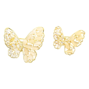 Elegante gouden vlinderbroche met gele kattenoogstenen en fonkelende zirkonia-kristallen