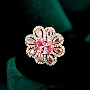 Gold Plated Copper Zirconia Flower Brooch For Women Elegant Floral Shirt Collar Pin Anti Exposure Jewelry Banquet Gift