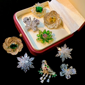Vintage Chinesischer Stil Lotus Blume Vogel Schmetterling Brosche Kupfer Emaille Zirkonia Korsage Für Damen Eleganter Bankett Hochzeit Mantel Schmuck