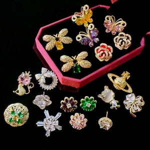 Luxury Zirconia Crystal Butterfly Bee Brooch Pins For Women Gold Silver Plated Copper Flower Animal Lapel Pins For Dress Scarf Jewelry