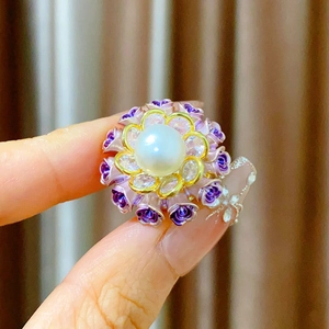 Broche Fleur Élégante en Émail Avec Perle d'eau Douce Rose Boucle Magnétique Accessoire de Costume Femme Homme Bijoux
