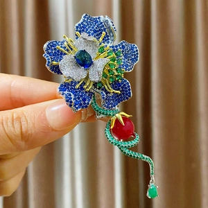 Lussuosa Spilla a Forma di Peonia in Stile Francese Con Zirconia Colorata Elegante Spilla Floreale per Abito Cappotto Banchetto Donna Gioielli