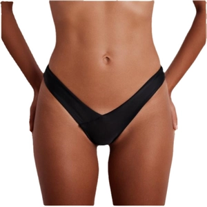 Sexy black V-cut bikini underwear with high-waist minimalist elastic design for women