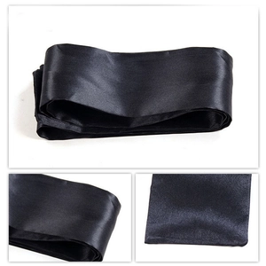 Elegant black satin eye mask ribbon with silk finish and fine stitching for women