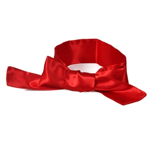 Elegant red satin ribbon bow eye mask for women, soft silk accessory for costume parties
