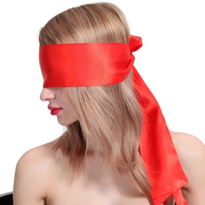 Sexy red satin ribbon blindfold for women with silky texture and bow tie closure