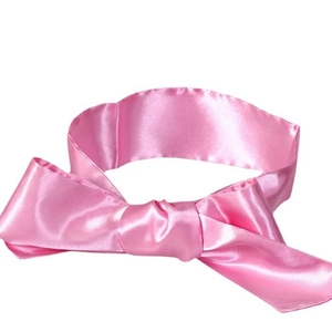 Sexy pink satin eye mask with silk ribbon bow accessory for women's lingerie