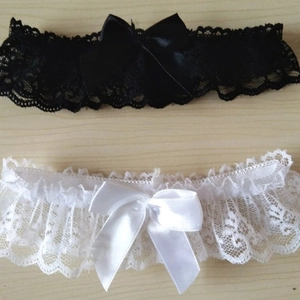 Jarretière en Dentelle Florale Sexy Avec Grand Nœud en Satin Anneau de Jambe pour Femme Accessoire de Lingerie Noir Blanc