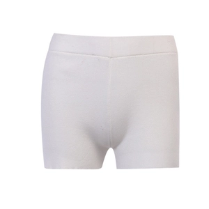 Short en tricot blanc grande taille avec taille élastique pour yoga et détente