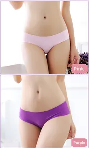 Detail showing pink and purple seamless bikini bottoms with laser-cut edges and soft texture