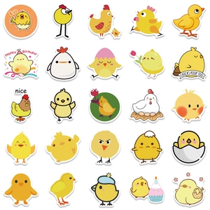 Pack de 50 pegatinas de pollitos amarillos dibujos animados impermeables para decoración