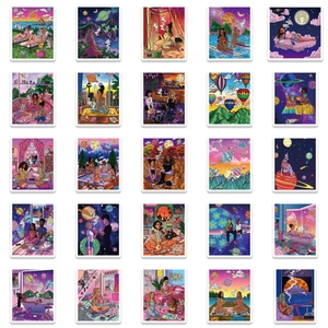 Set of 50 psychedelic aesthetic art stickers for waterproof laptop and luggage decoration