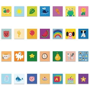 Set of 56 colorful cartoon doodle stickers for laptop and luggage decoration