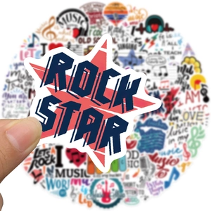 Rock star themed music stickers for laptop luggage waterproof vinyl decals 50 pack