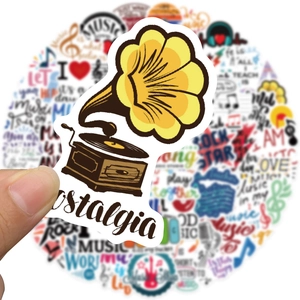 50pcs waterproof vintage music record stickers for laptop and luggage decoration