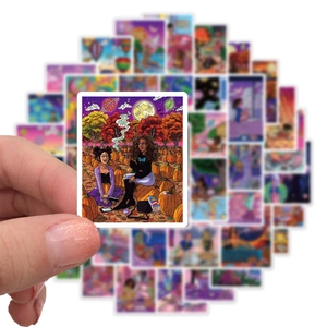 50pcs aesthetic art graffiti stickers set with fantasy pumpkin and starry sky designs