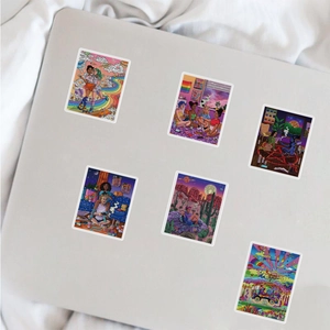 Artistic aesthetic vinyl stickers showing bohemian female figures on a laptop cover