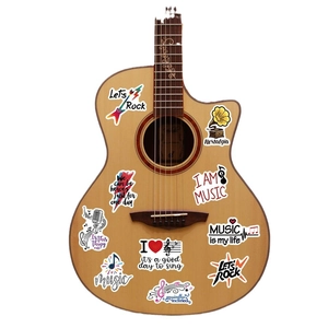 50pcs waterproof music stickers with guitar and record patterns for luggage and laptop
