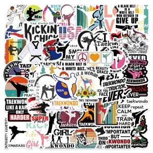 Assorted waterproof Taekwondo stickers set for luggage and laptop decoration