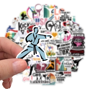 50-piece set of waterproof Taekwondo stickers for decorating laptops and suitcases