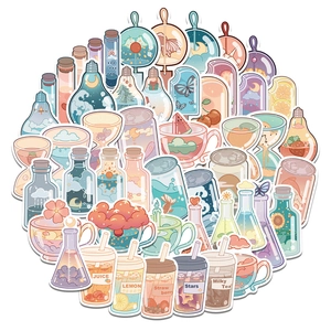 Set of 50 waterproof aesthetic drink-themed stickers for laptops and luggage case