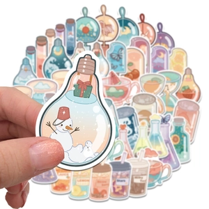 50 pieces of waterproof designer drink cup stickers for laptops and suitcases