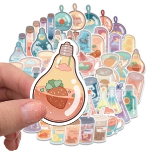 50 pieces of waterproof aesthetic beverage stickers for laptops and luggage case