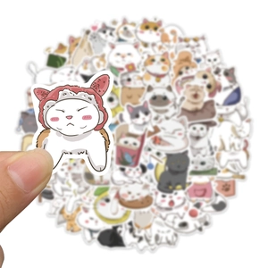 62pcs waterproof cartoon Japanese cat stickers for luggage and DIY laptop decoration