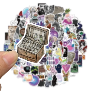 Watercolor vintage pharmacy cabinet stickers for DIY bottles and luggage decoration