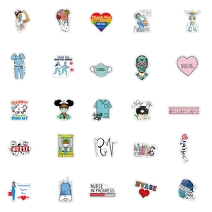 Collection of medical nurse stickers featuring stethoscopes and healthcare icons