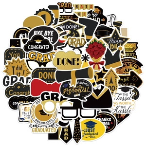 52Pcs Graduation Season Graffiti Stickers Waterproof PVC Vinyl Decals For Laptop Luggage iPad DIY Decorative Graduation Party Stickers