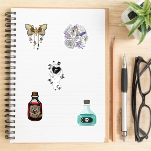 Pharmacist graffiti stickers set featuring vintage apothecary and steampunk designs