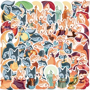 Waterproof Cartoon Fox Stickers For Laptop Ipad Luggage Scrapbooking DIY Decoration PVC Decals Kids Universal Stationery