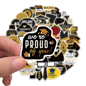 52-piece black and gold graduation graffiti stickers for iPad and luggage DIY decoration