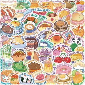 Set of 50 waterproof cartoon animal and food graffiti stickers for laptop decoration