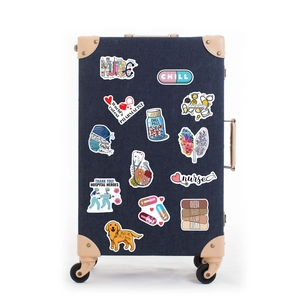 Waterproof medical stickers featuring doctors and nurses on a blue luggage case