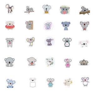 Collection of 25 cute cartoon koala stickers in various poses on a white background