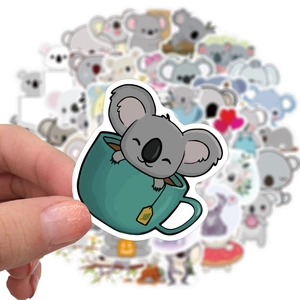 50 pieces of cute koala cartoon stickers, waterproof PVC decals for luggage and skateboards
